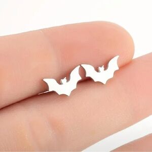 Silver Bat stainless steel stud Earrings